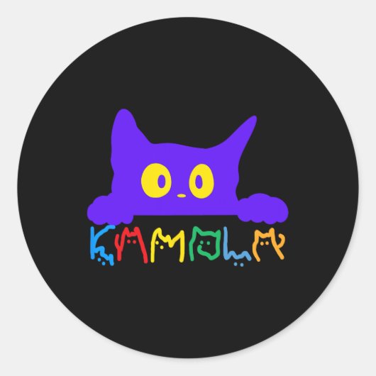 Kamala Harris Grappig Kattenbelettering Typografie Ronde Sticker (Voorkant)