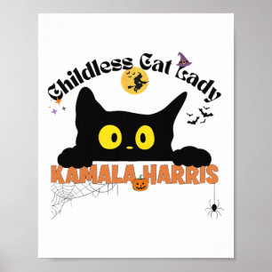 Kamala Harris Halloween Kinderloze Cat Lady Verkie Poster