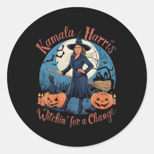 Kamala Harris Halloween Witch Quotes 2024 Verkiezi Ronde Sticker
