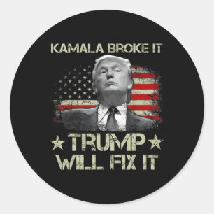 Kamala Harris heeft het verbroken en Trump zal de  Ronde Sticker