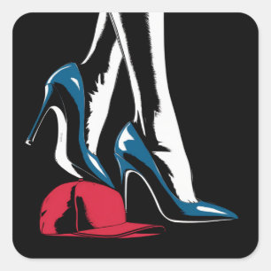 Kamala Harris Hoge Hakken Treden Op Maga Hoed Vierkante Sticker