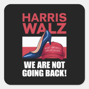 Kamala Harris Hoge Hakken Treden Op Rode MAGA Hoed Vierkante Sticker