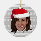 Kamala Harris Holiday Ceramic Ornament (Voorkant)