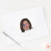 Kamala Harris - Hoofd met Aviators Patriotic Ronde Sticker (Envelop)