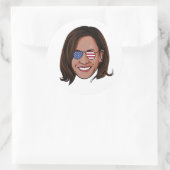 Kamala Harris - Hoofd met Aviators Patriotic Ronde Sticker (Tas)