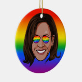 Kamala Harris - Hoofd met Aviators Rainbow Keramisch Ornament (Rechts)