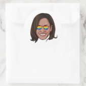 Kamala Harris - Hoofd met Aviators Rainbow Ronde Sticker (Tas)