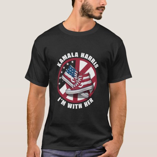 Kamala Harris Ik ben bij haar Patriottische Conver T-shirt (Voorkant)