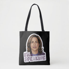 Kamala Harris Ik spreek, historisch debat citaat Tote Bag