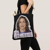 Kamala Harris Ik spreek, historisch debat citaat Tote Bag (Dichtbij)