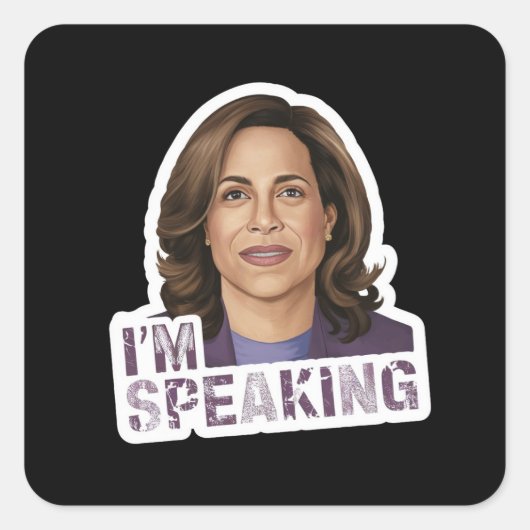 Kamala Harris Ik spreek, historisch debat citaat Vierkante Sticker (Voorkant)