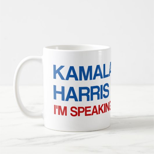 Kamala Harris, ik spreek! Koffiemok (Links)
