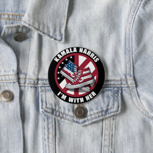 Kamala Harris Ik sta achter Haar Patriotische Conv Ronde Button 7,6 Cm