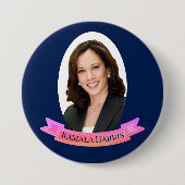 Kamala Harris in Roze en Blauw Ronde Button 7,6 Cm (Voorkant)