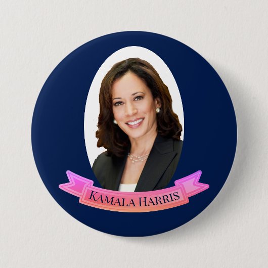 Kamala Harris in Roze en Blauw Ronde Button 7,6 Cm (Voorkant)