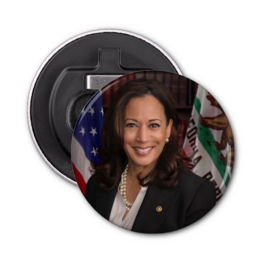 Kamala Harris kandidaat voor President US 2024 Button Flesopener (Voorkant)