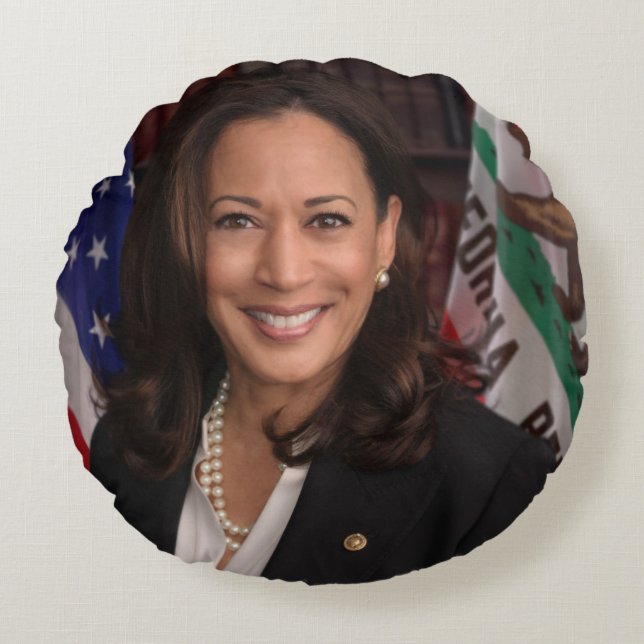 Kamala Harris kandidaat voor President US 2024 Rond Kussen (Voorkant)