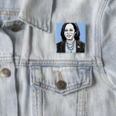 Kamala Harris karikatuur politiek Vierkante Button 5,1 Cm (In situ)