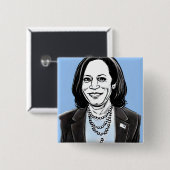 Kamala Harris karikatuur politiek Vierkante Button 5,1 Cm (Voorkant /achterkant)