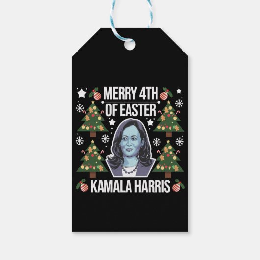 Kamala Harris Kerstman Kerst Merry 4e Pasen Cadeaulabel (Achterkant)