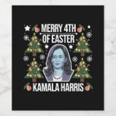 Kamala Harris Kerstman Kerst Merry 4e Pasen Wijn Etiket (Enkel label)