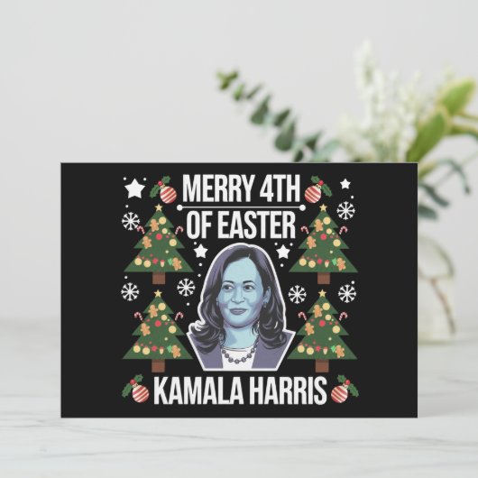 Kamala Harris Kerstman Merry 4e Pasen Feestdagenkaart (Staand voorkant)