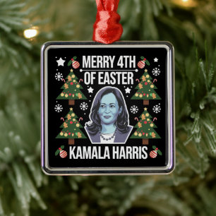 Kamala Harris Kerstman Merry 4e Pasen Metalen Ornament