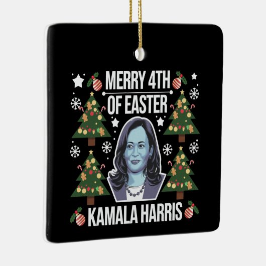 Kamala Harris Kerstman Vrolijk 4e van Pasen Keramisch Ornament (Rechts)