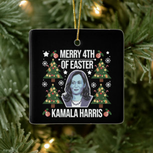 Kamala Harris Kerstman Vrolijk 4e van Pasen Keramisch Ornament