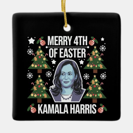 Kamala Harris Kerstman Vrolijk 4e van Pasen Keramisch Ornament (Voorkant)