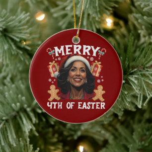 Kamala Harris Kerstman Vrolijk 4e van Pasen Keramisch Ornament