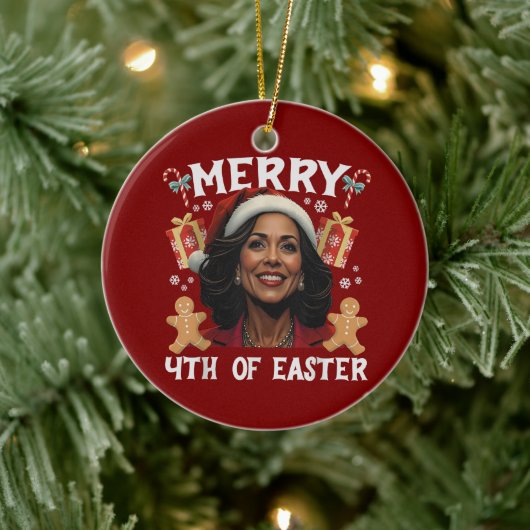 Kamala Harris Kerstman Vrolijk 4e van Pasen Keramisch Ornament (Boom)