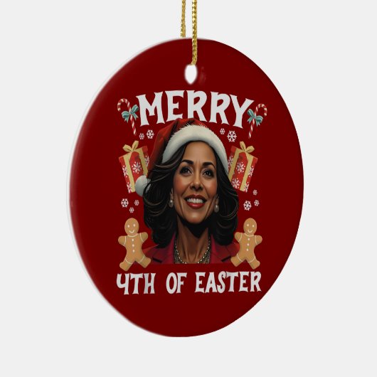 Kamala Harris Kerstman Vrolijk 4e van Pasen Keramisch Ornament (Rechts)