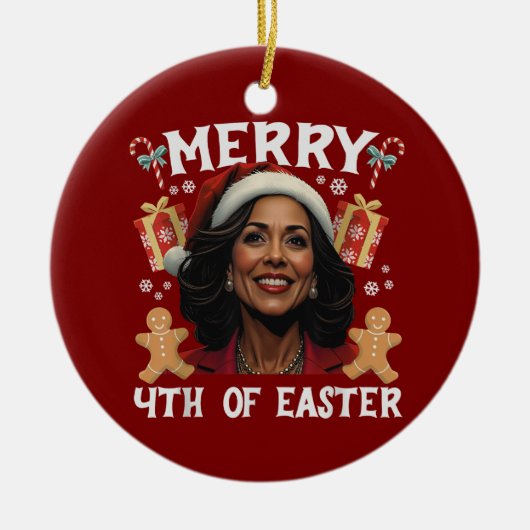 Kamala Harris Kerstman Vrolijk 4e van Pasen Keramisch Ornament (Voorkant)