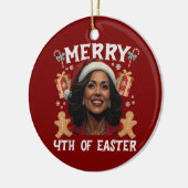 Kamala Harris Kerstman Vrolijk 4e van Pasen Keramisch Ornament (Links)