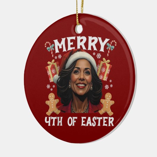 Kamala Harris Kerstman Vrolijk 4e van Pasen Keramisch Ornament (Links)