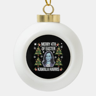 Kamala Harris Kerstman Vrolijk 4e van Pasen Keramische Bal Ornament