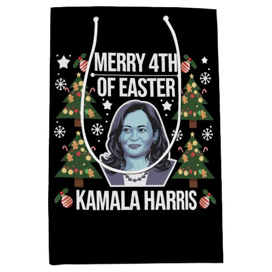 Kamala Harris Kerstman Vrolijk 4e van Pasen Medium Cadeauzakje (Voorkant)