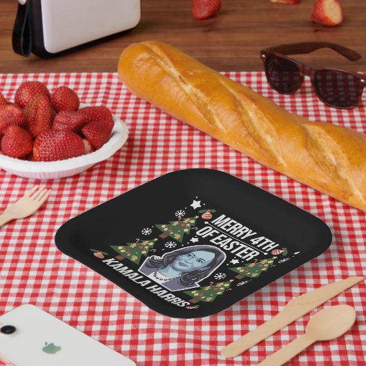 Kamala Harris Kerstman Vrolijk 4e van Pasen Papieren Bordje (Picknick)