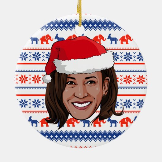 Kamala Harris Kerstmis Keramisch Ornament (Achterkant)