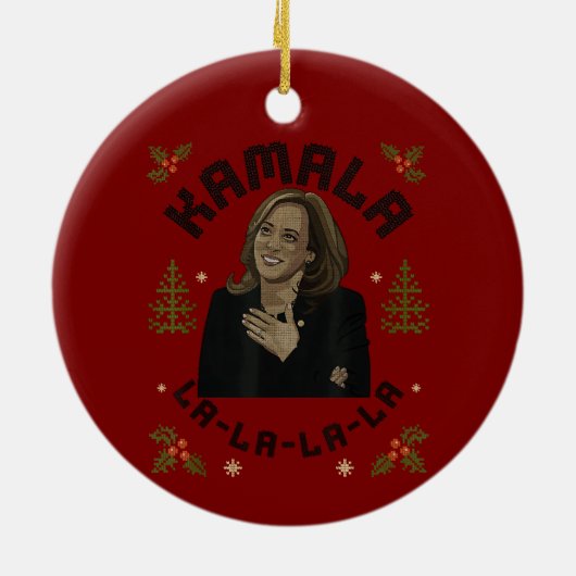 Kamala Harris Kerstmis Keramisch Ornament (Achterkant)