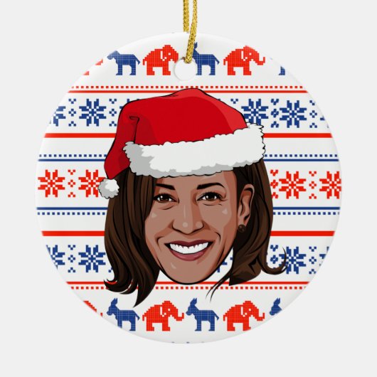 Kamala Harris Kerstmis Keramisch Ornament (Voorkant)