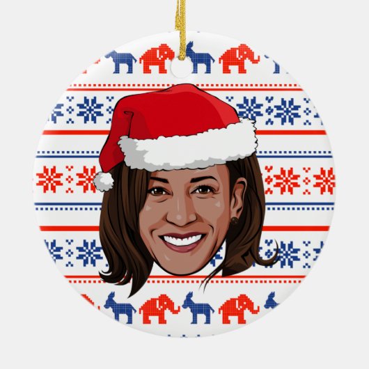 Kamala Harris Kerstmis Keramisch Ornament (Achterkant)