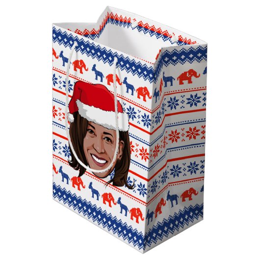 Kamala Harris Kerstmis Medium Cadeauzakje (Achterkant Gekanteld)