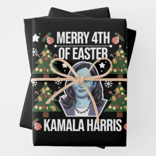 Kamala Harris Kerstmis Sinterklaas Kerstmis 4e Pas Inpakpapier Vel
