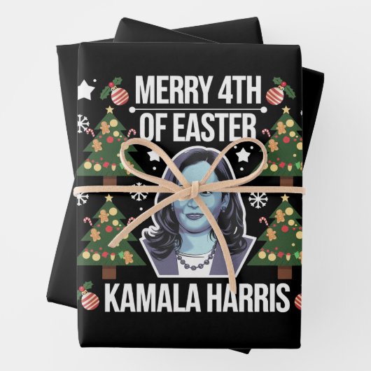 Kamala Harris Kerstmis Sinterklaas Kerstmis 4e Pas Inpakpapier Vel (In situ)