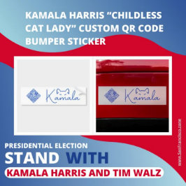 Kamala Harris "Kinderloze Cat Lady" Aangepaste QR- Bumpersticker