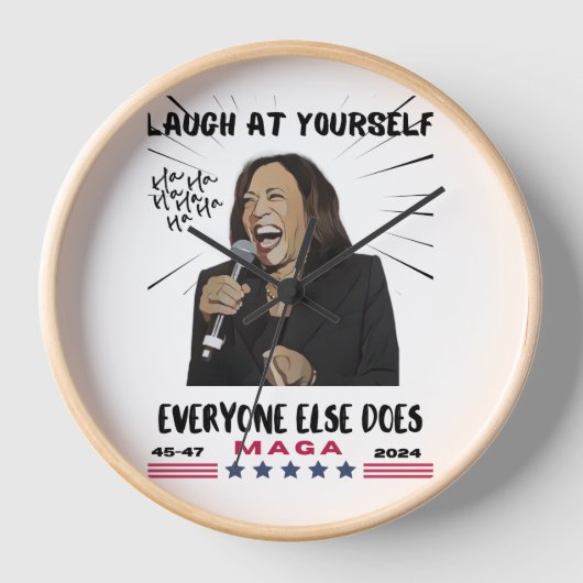 Kamala Harris Klok, 10 "Ronde Natuurlijke Hout Lij (Voorkant)
