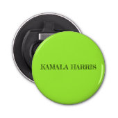Kamala Harris Knop Fles Opener in Lime Green (Voorkant)