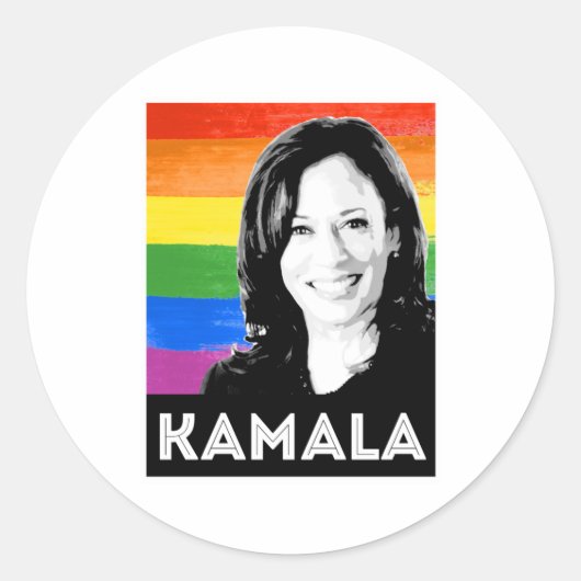 Kamala Harris LGBT Pride Ronde Sticker (Voorkant)